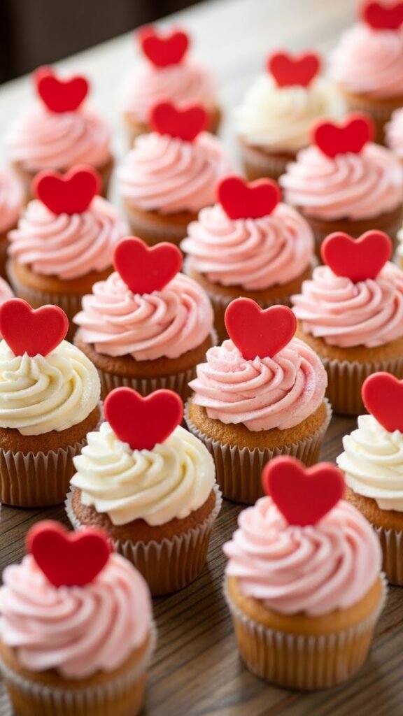 Simple Heart Topper Cupcakes