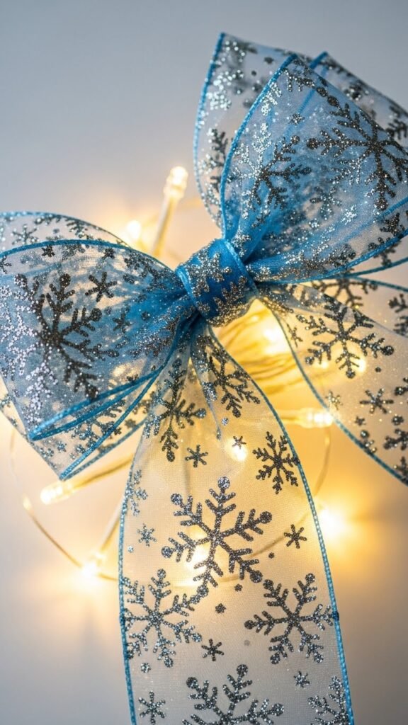 Sheer Glitter Snowflake Bow