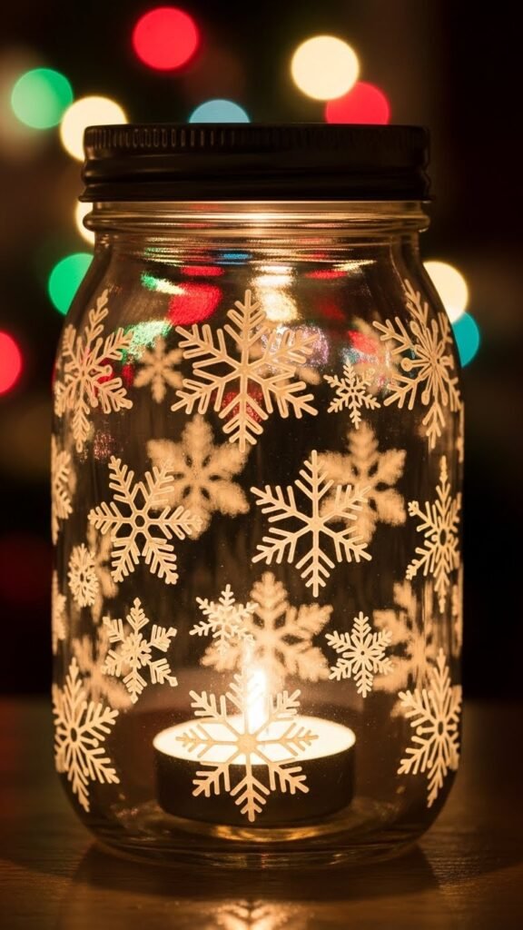 Snowflake Stencil Light Jar