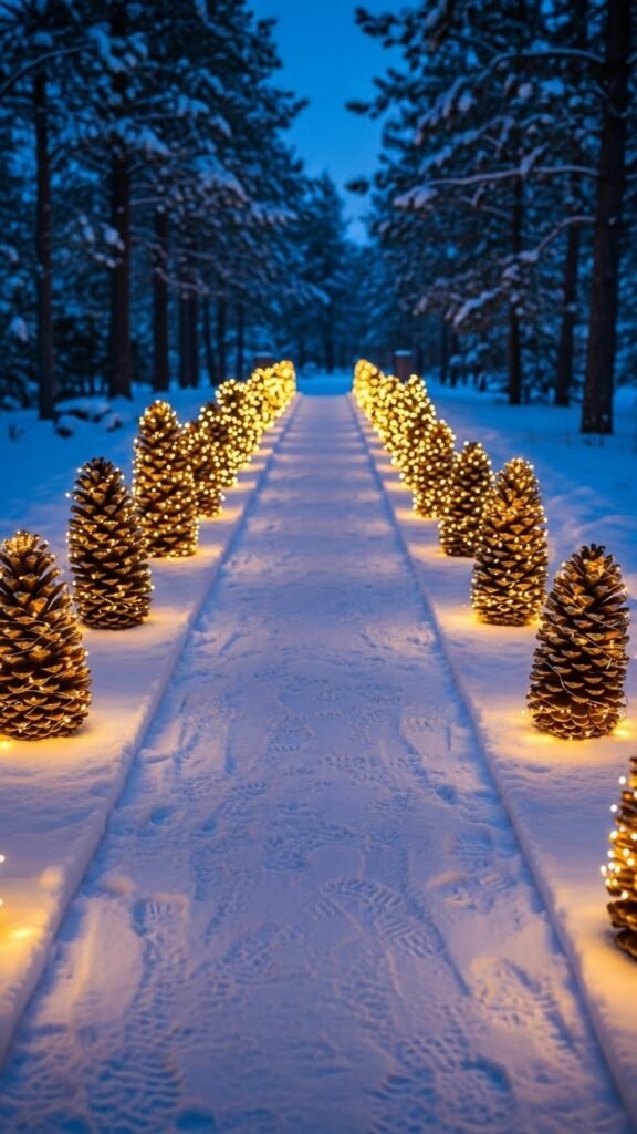 Lighted Pinecone Path Markers