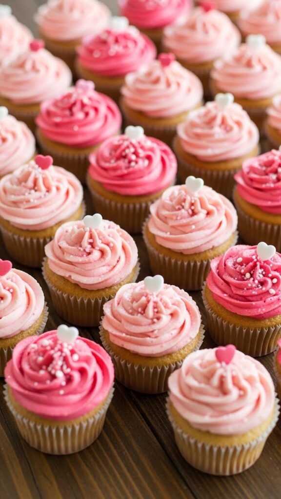 Pink Ombre Frosting Cupcakes