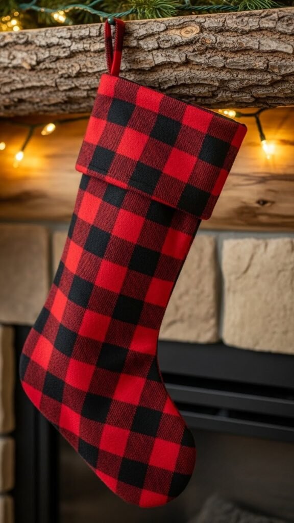 Plaid Flannel Stocking for a Cozy Cabin Look