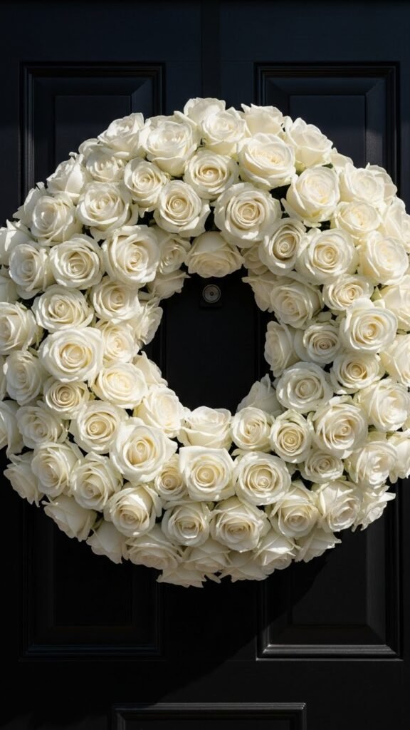 All-White Rose Front Door Wreath