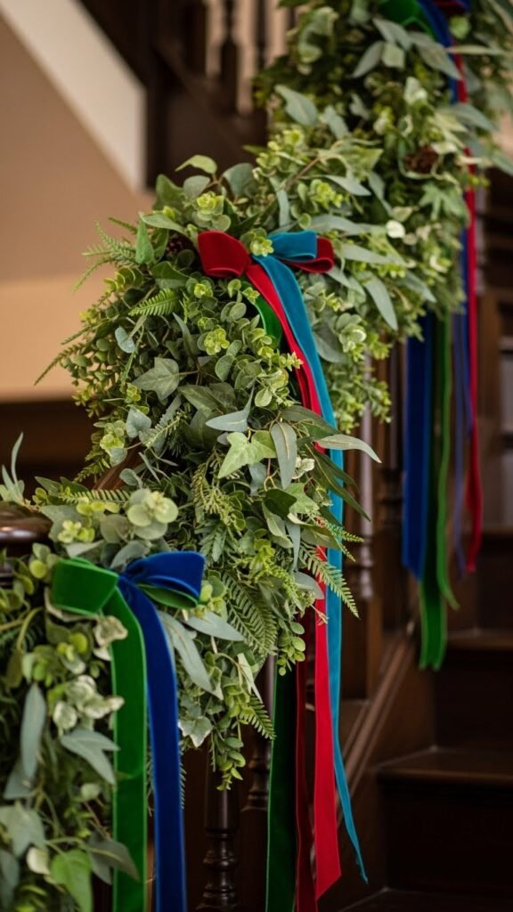 Faux Greenery and Ribbon Garland