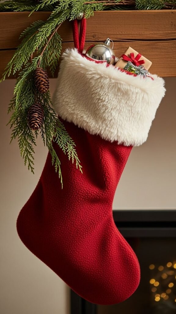 Fleece Stocking with Faux Fur Cuff