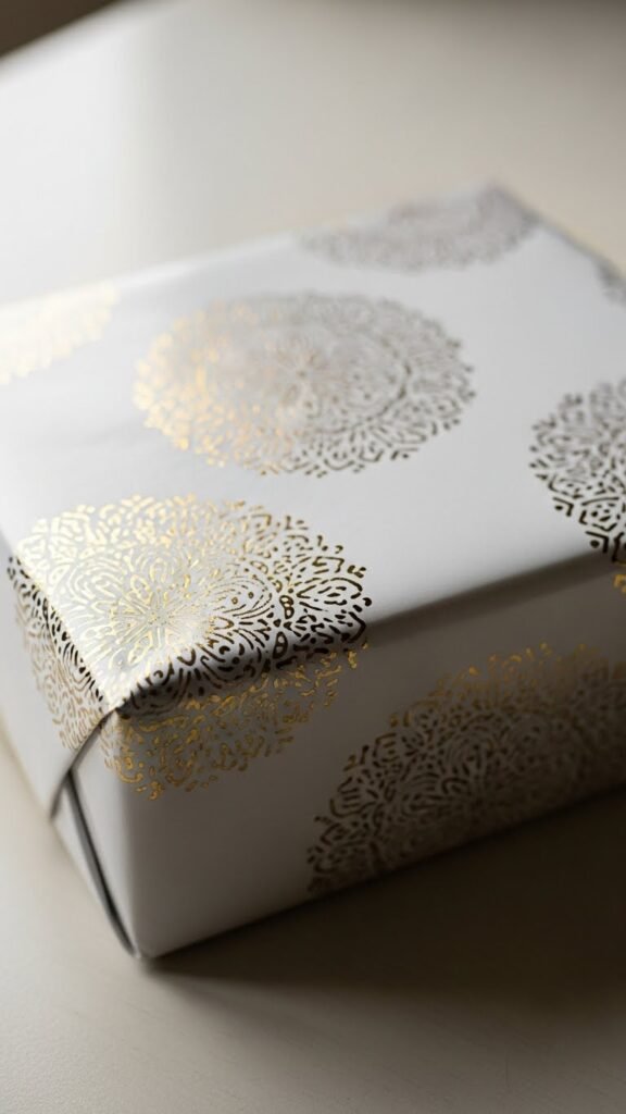  Glossy White Paper With Gold Stamp Patterns