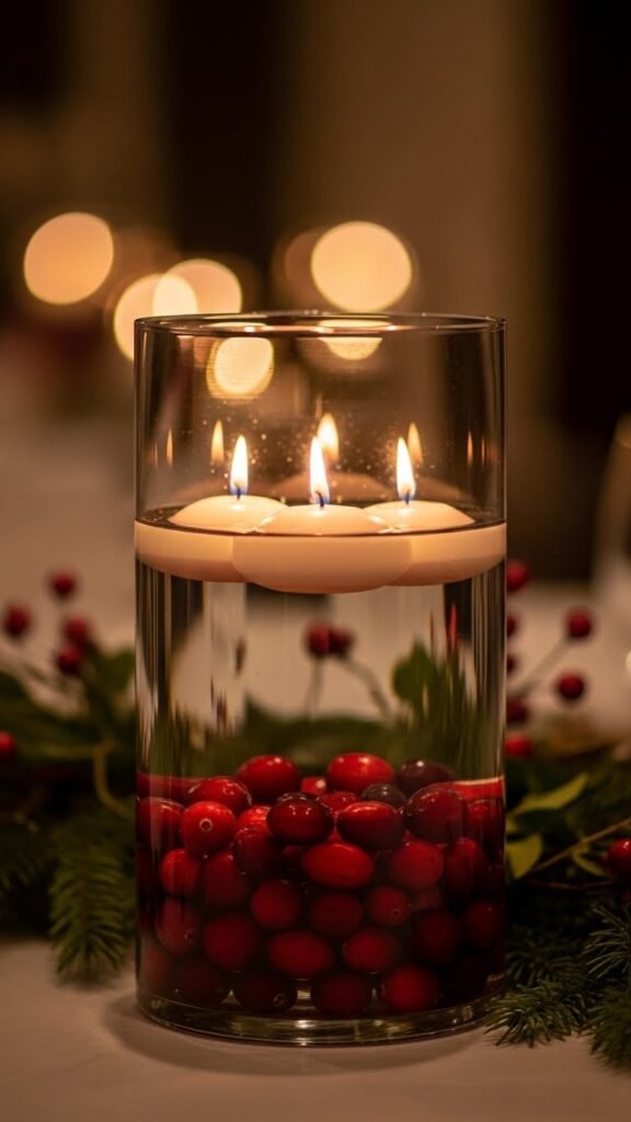 Cranberry & Floating Candle Vase