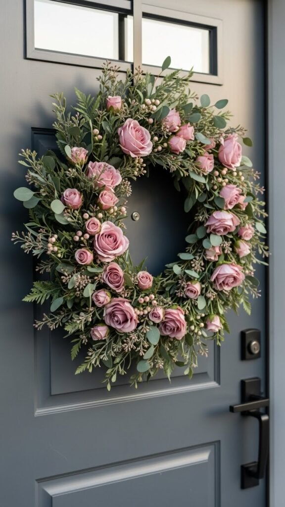 Dusty Rose Asymmetrical Wreath