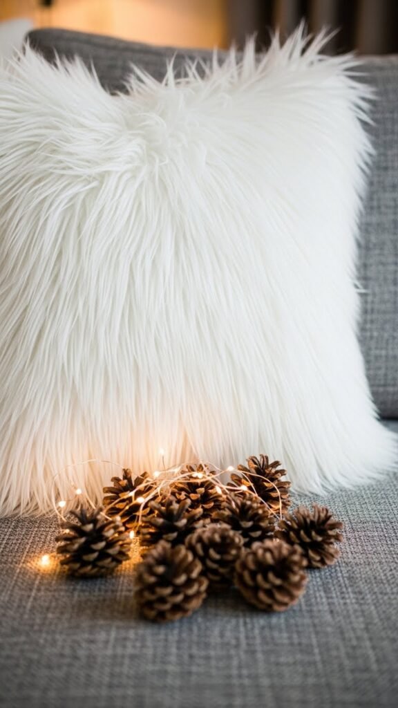 Faux Fur Snowy Pillow