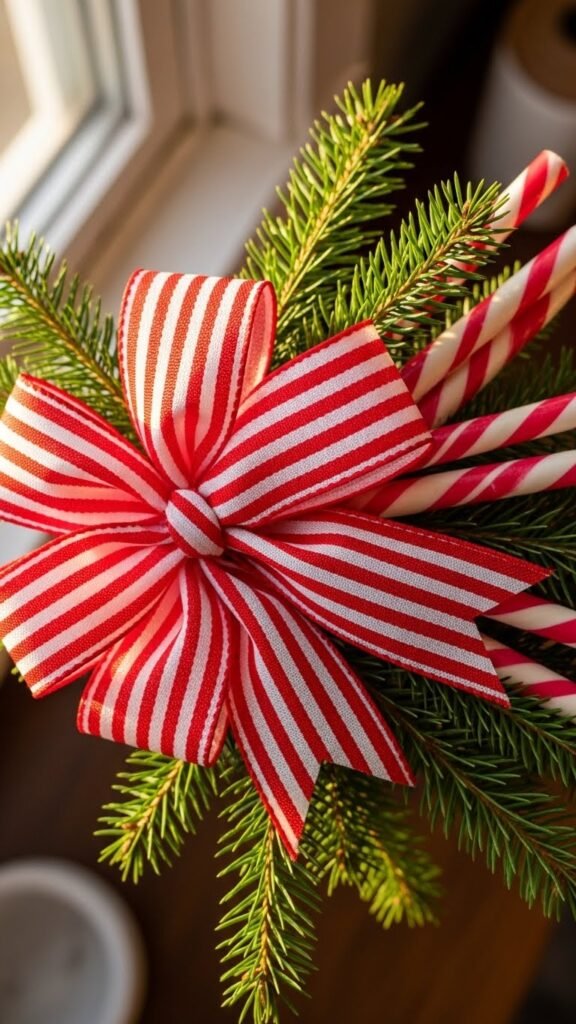 . Striped Candy Cane Bow