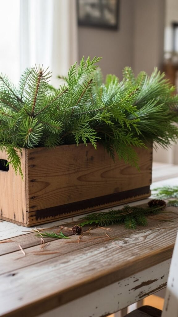 Wooden Box Evergreen Fill
