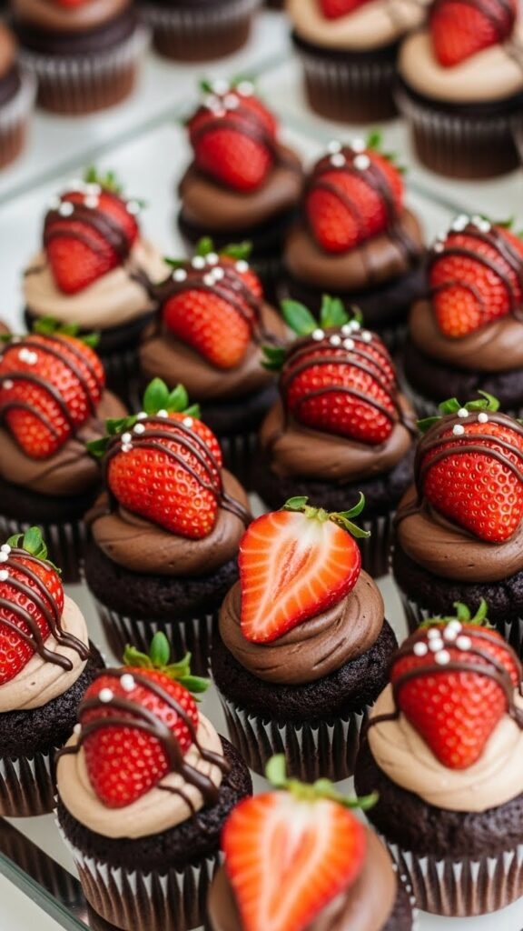 Chocolate Covered Strawberry Cupcakes