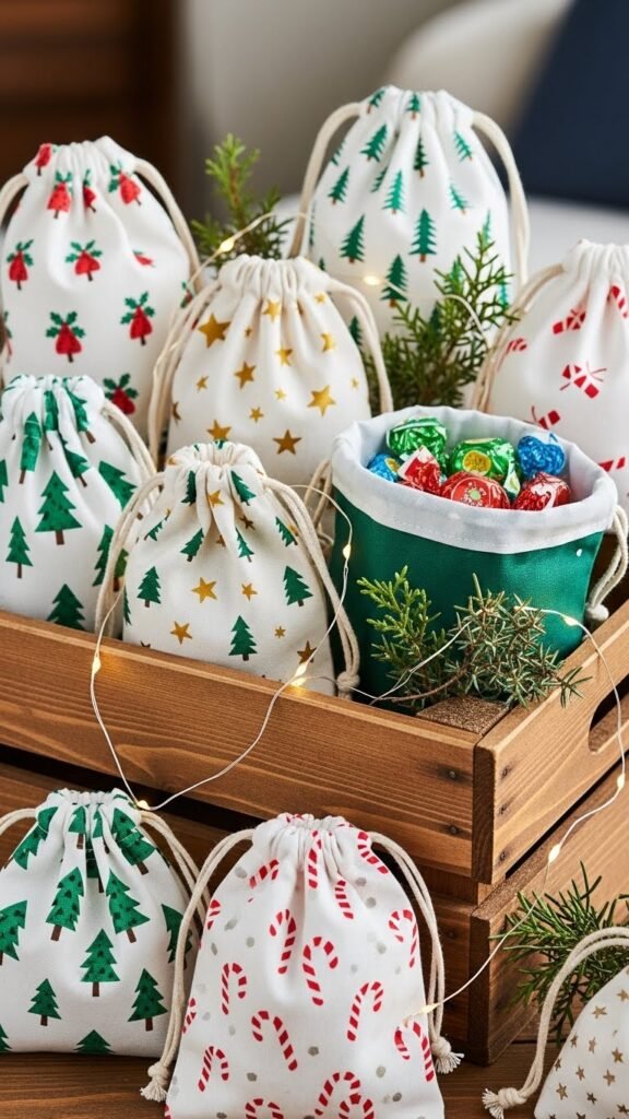 Fabric Drawstring Advent Pouches