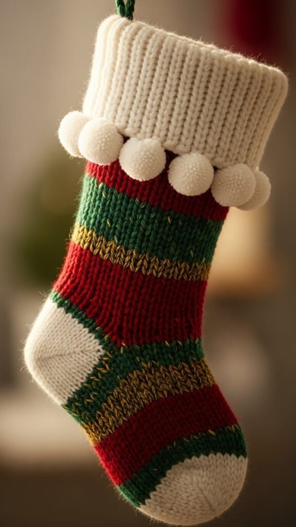 Pom-Pom Trimmed Stocking