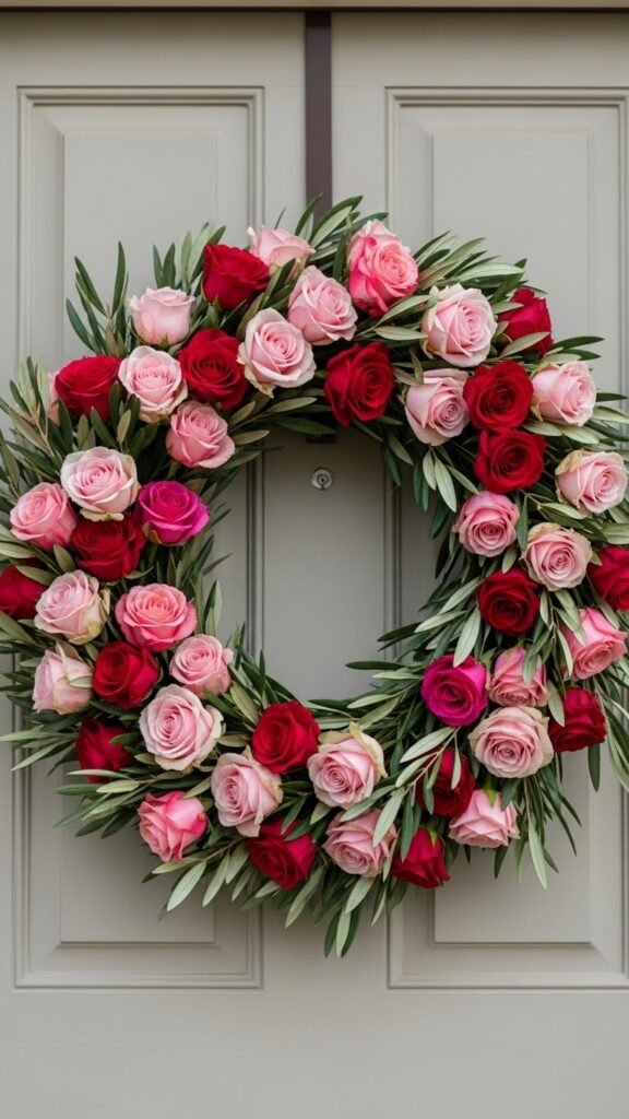 Rose and Olive Leaf Door Wreath