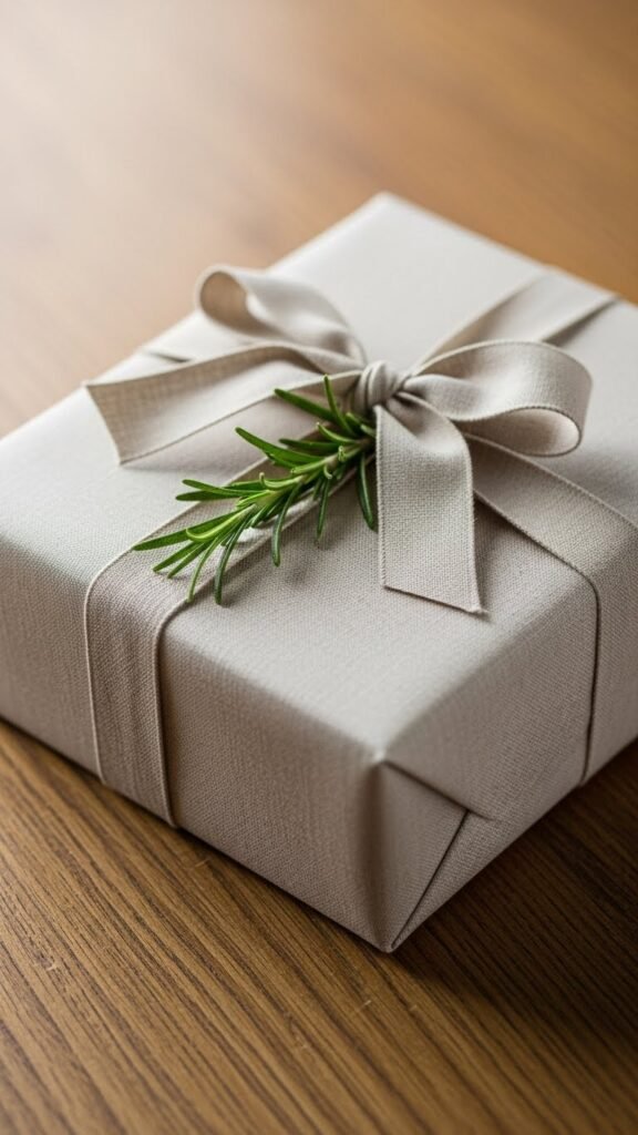 Rosemary Sprig and Linen Ribbon