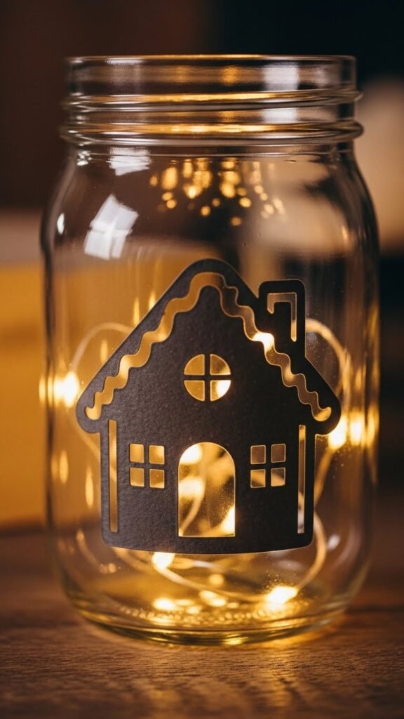 Gingerbread House Silhouette Jar