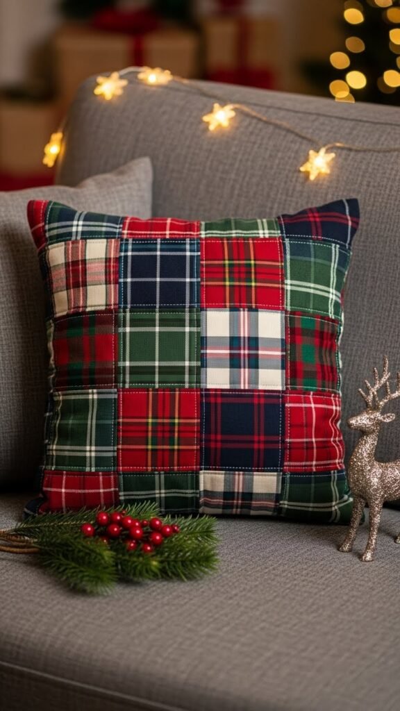 Plaid Patchwork Pillow