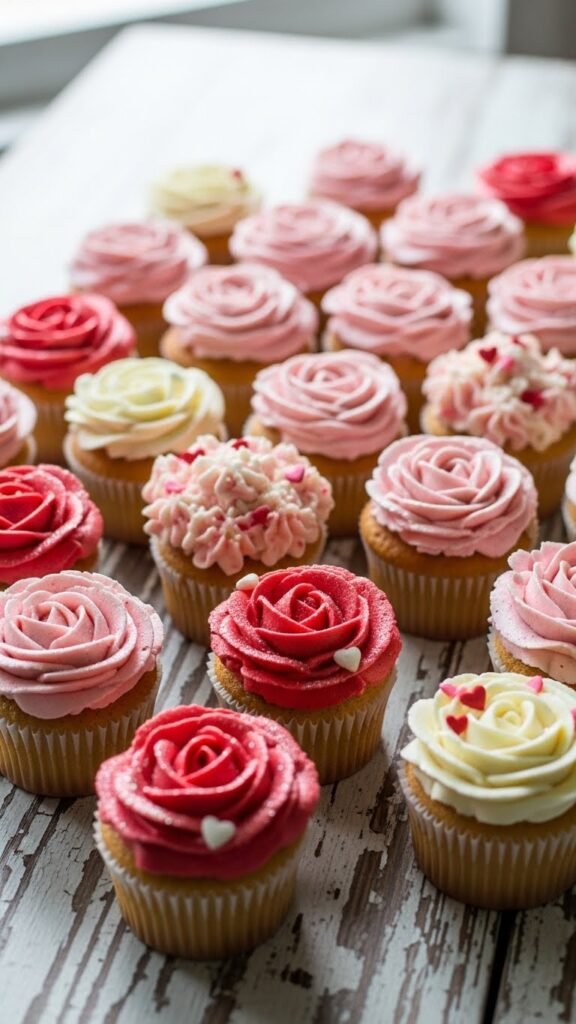 Rose Piped Buttercream Cupcakes