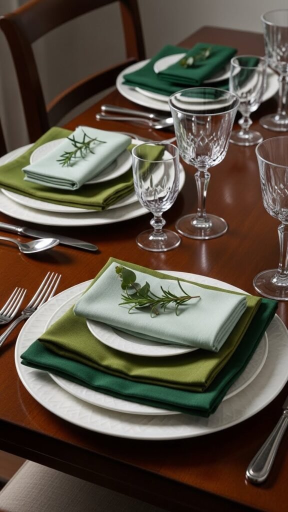 Green Ombre Napkin Layering