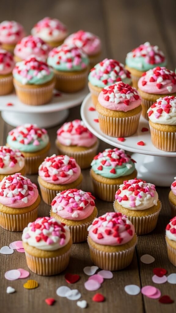 Heart Sprinkle Confetti Cupcakes