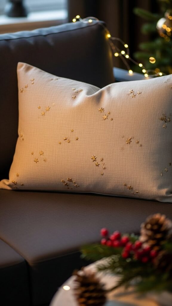 Minimalist Linen Cover With Embroidered Stars