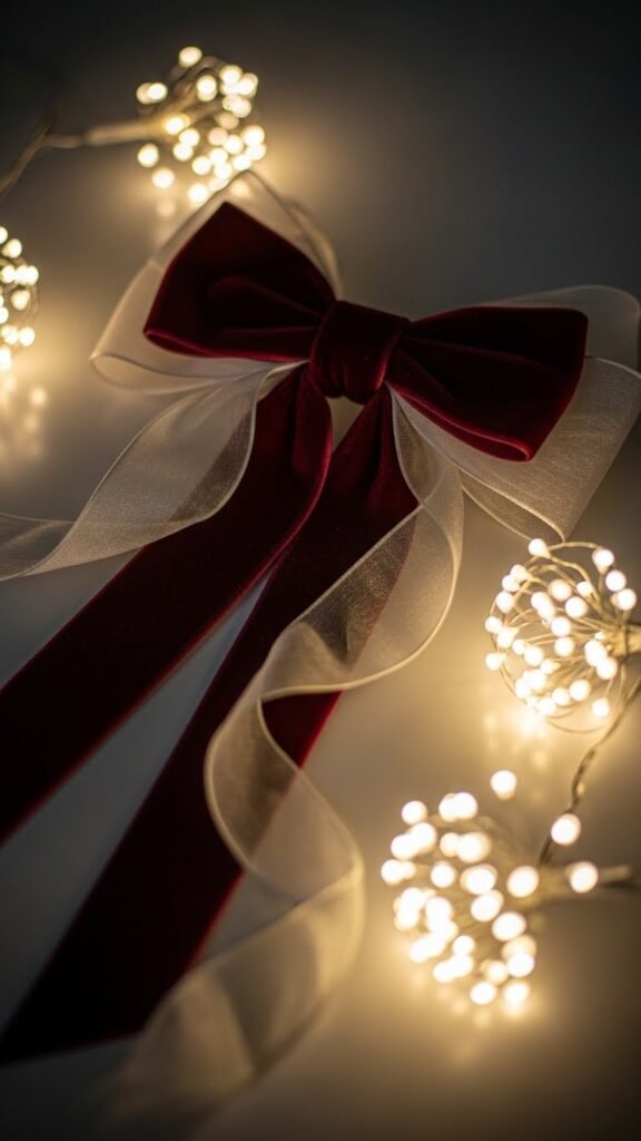 Velvet and Sheer Mixed Bow