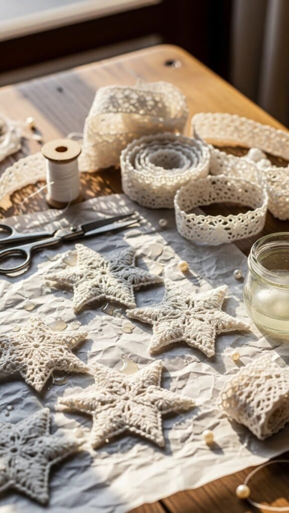 DIY Christmas Lace Stars