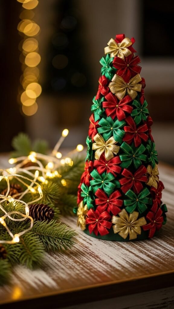 DIY Christmas Ribbon Topiary