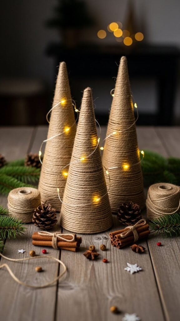 DIY Christmas Twine Trees