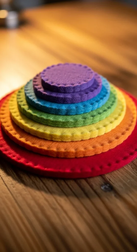 Felt Rainbow Circle Coasters