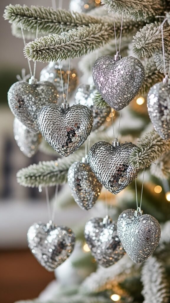 Glitter Heart Baubles for a Classic Touch