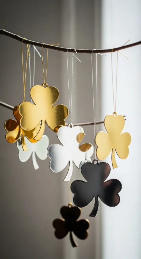 Metallic Hanging Clover Charms