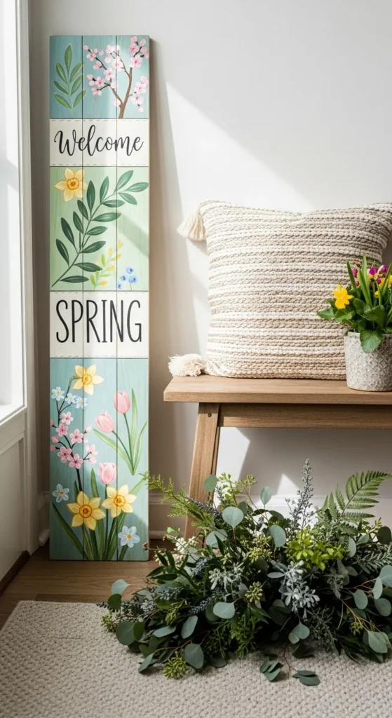 Painted Wooden Welcome Board