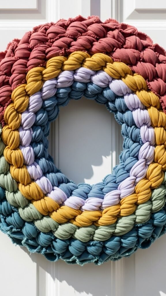 Soft Fabric Strip Rainbow Wreath