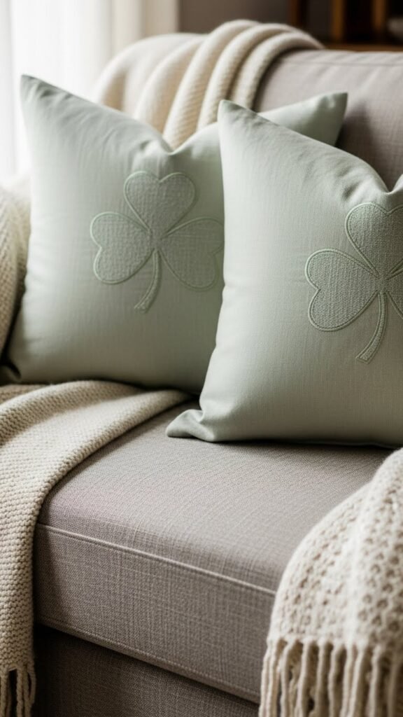 Soft Linen Shamrock Pillow Covers