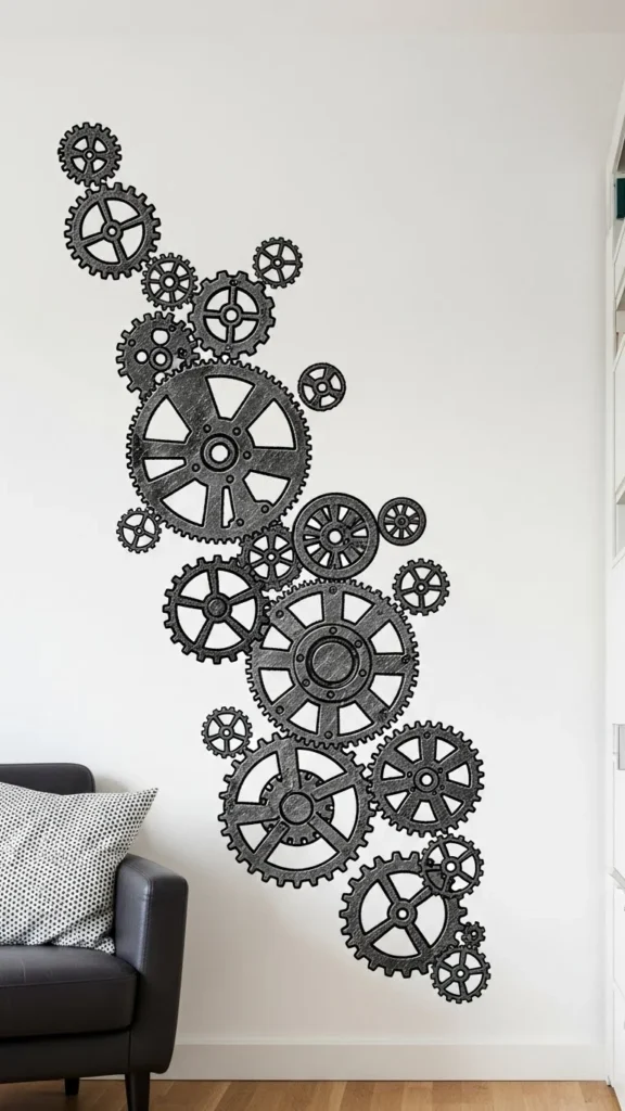 Industrial-Inspired Gear Wall Decals for a Bold Statement