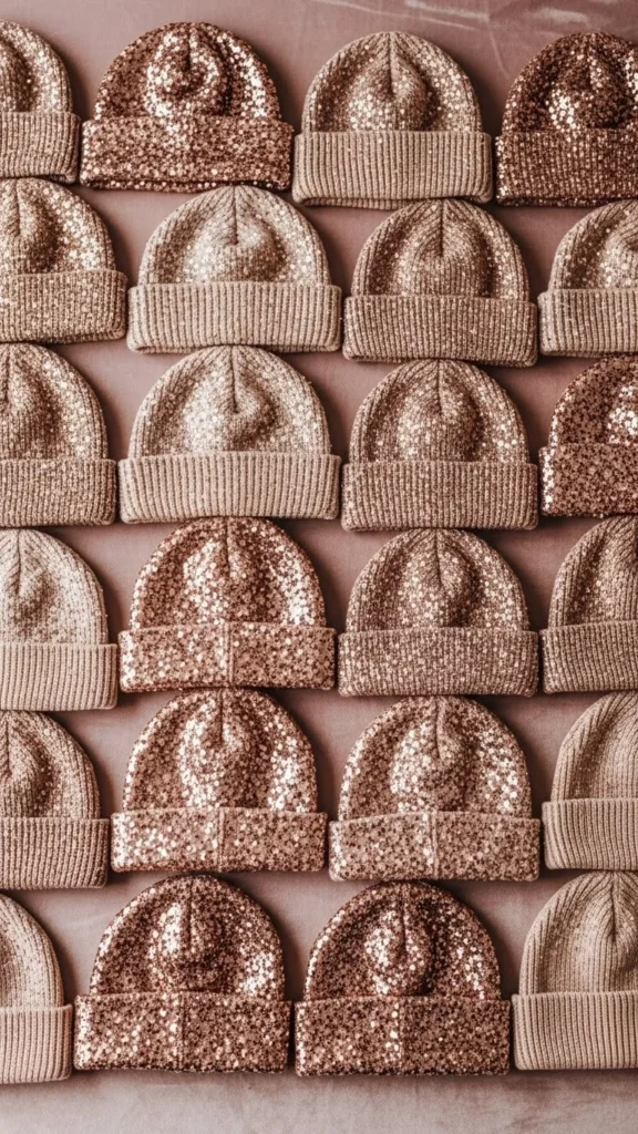 Rose Gold Glitter Beanie