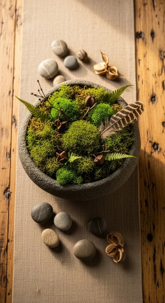 Stone Bowl Moss Display