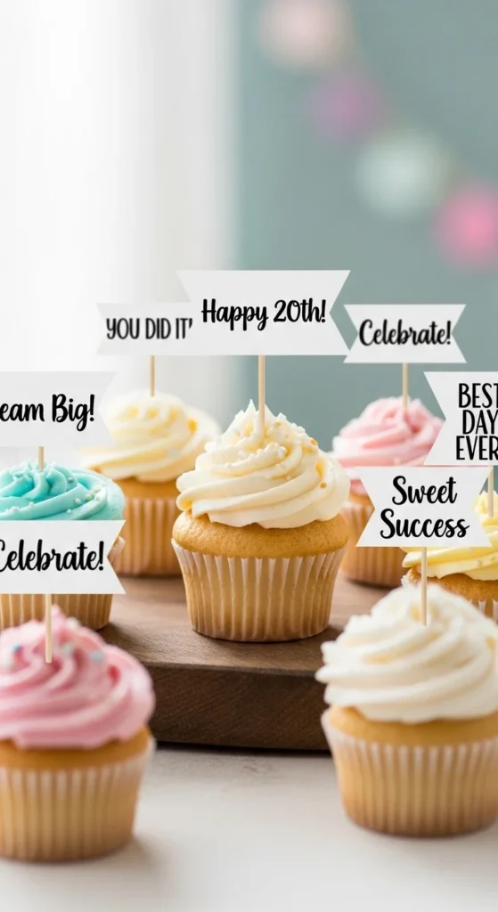  Mini Cupcake Pick Flags with Custom Text