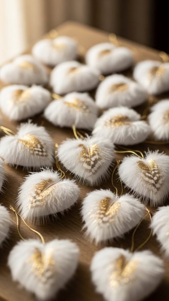 Feathered Heart Ornaments for Soft Elegance