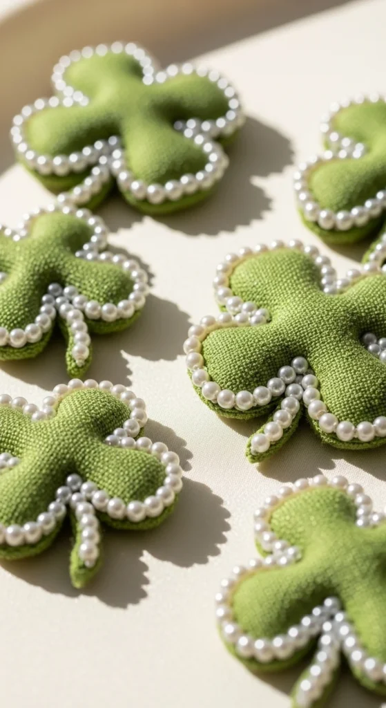 Pearl-Trimmed Clover Ornaments