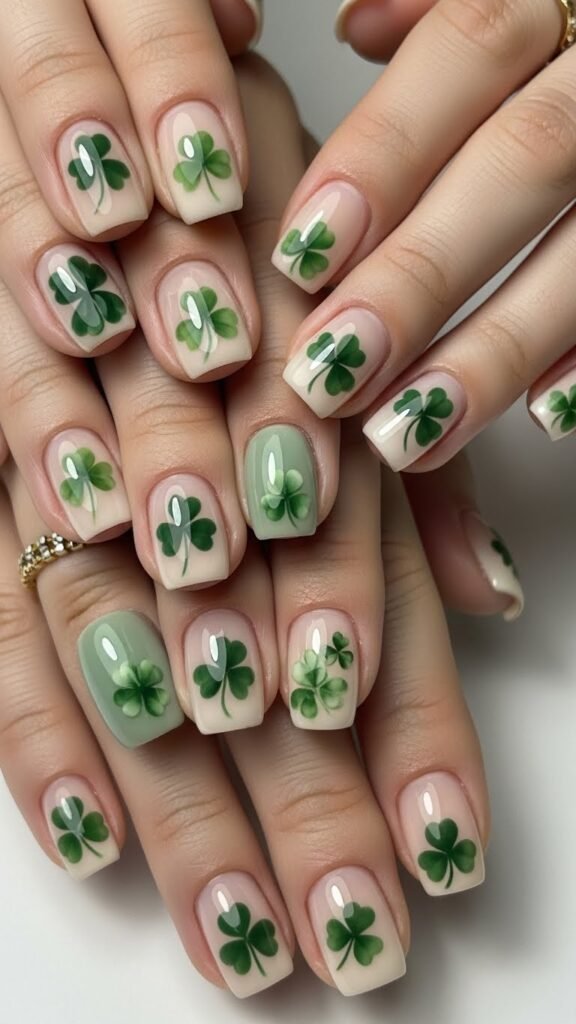 Short Square Clover Nails