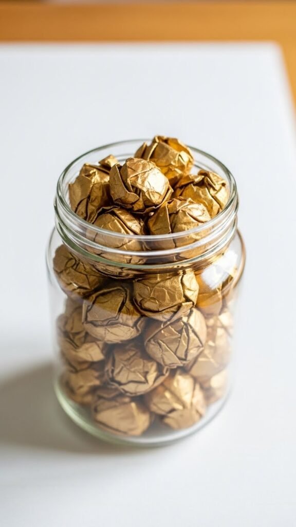 Paper Gold Nugget Jar