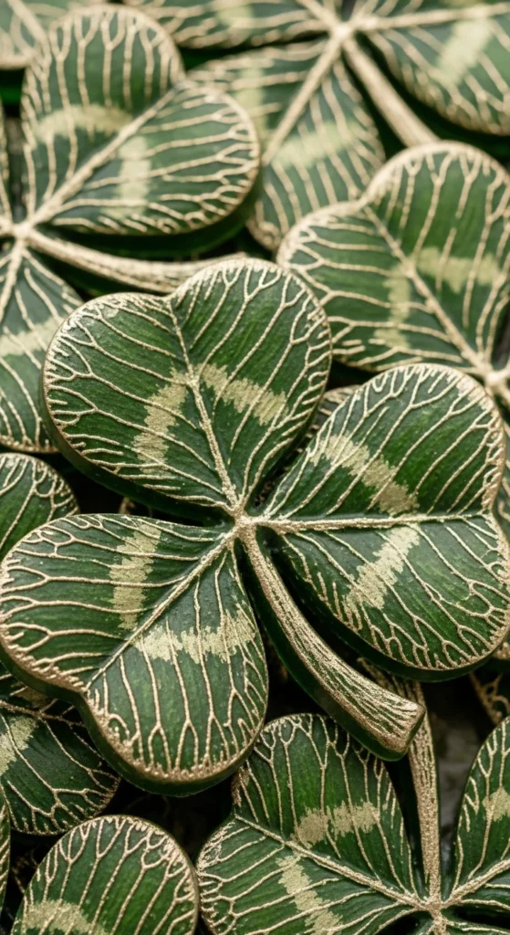 Clover Ornaments With Metallic Leaf Veins