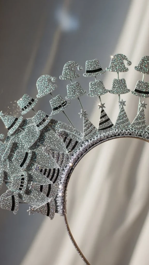 Silver Glitter Cat Ears Headband