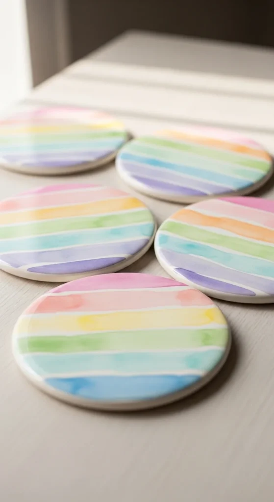 Watercolor Effect Rainbow Coasters
