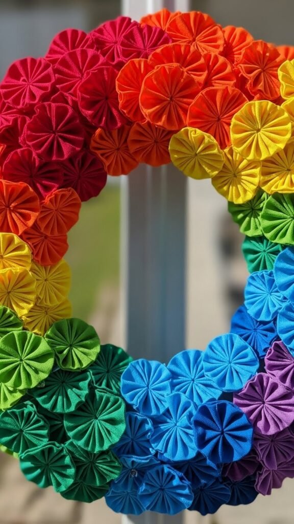 Fabric Rosette Rainbow