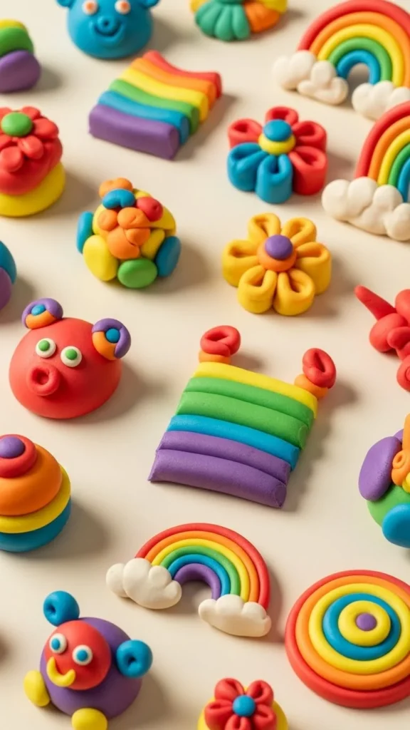Rainbow Playdough Creations