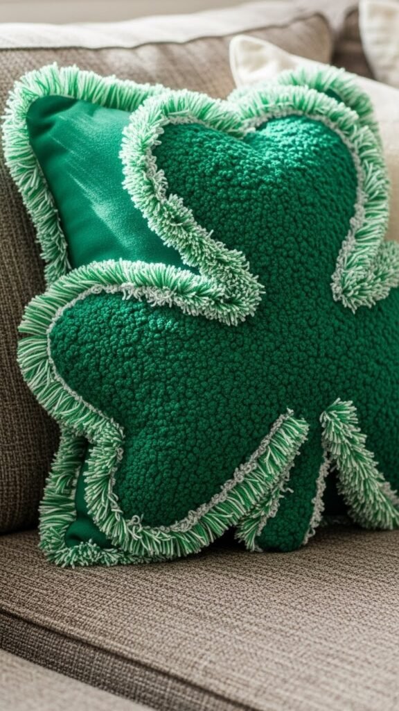 Shamrock Pillows With Fringe Edges